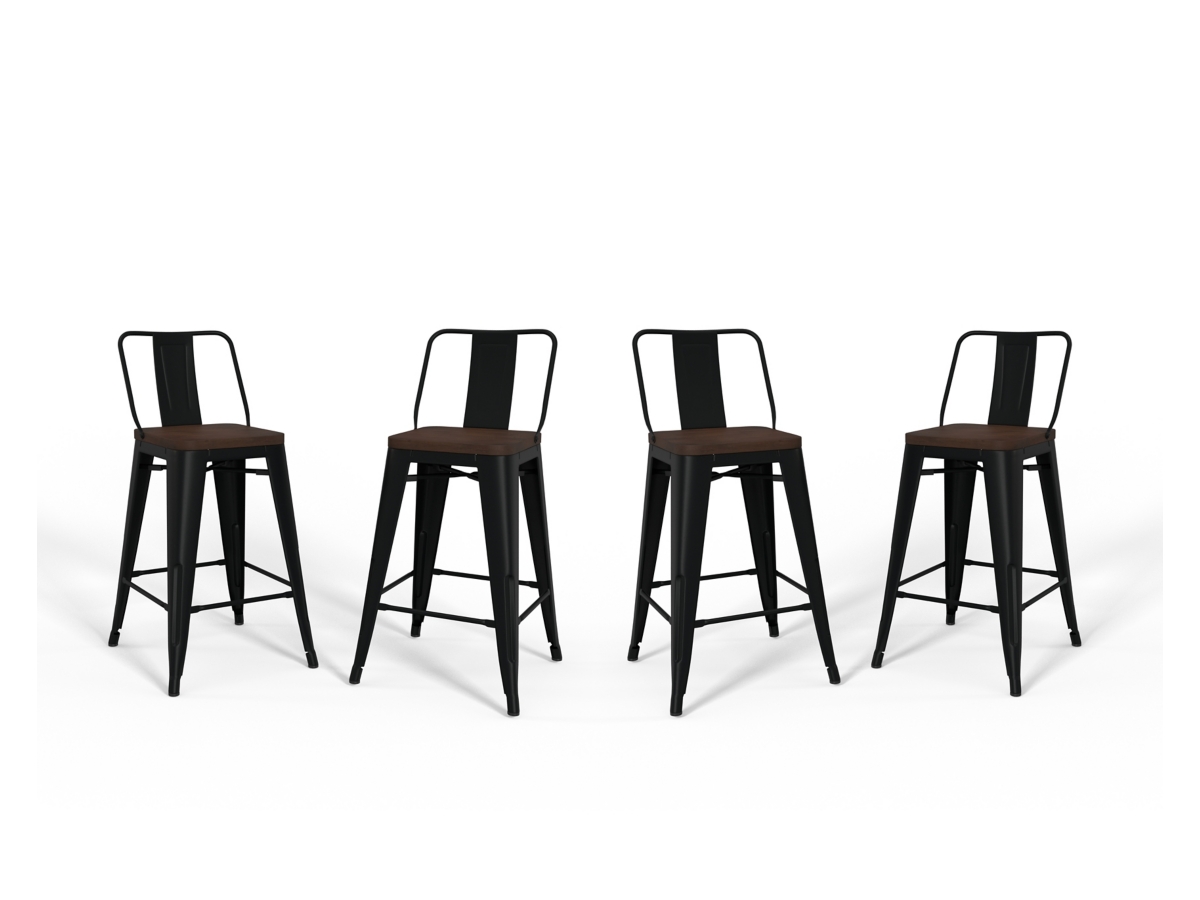 Simpli Home Rayne Counter Height Bar Stool (Set of 4), Black, large