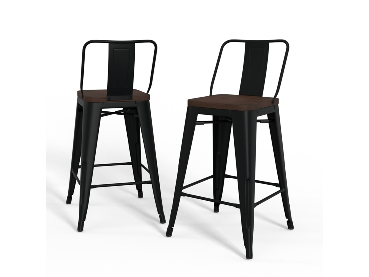 Simpli Home Rayne Counter Height Bar Stool (Set of 4), Black, large