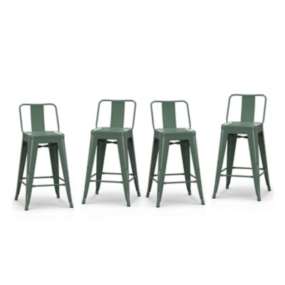 Simpli Home Rayne Counter Height Bar Stool (Set of 4), Deep Sage Green, large