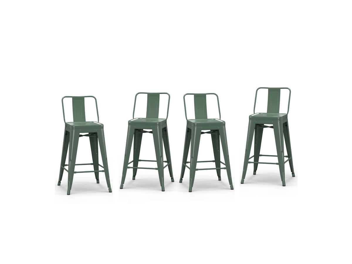 Simpli Home Rayne Counter Height Bar Stool (Set of 4), Deep Sage Green, large