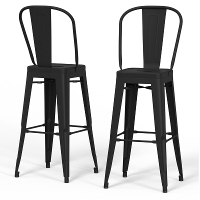 Simpli Home Fletcher Counter Height Bar Stool (Set of 2), Black, large