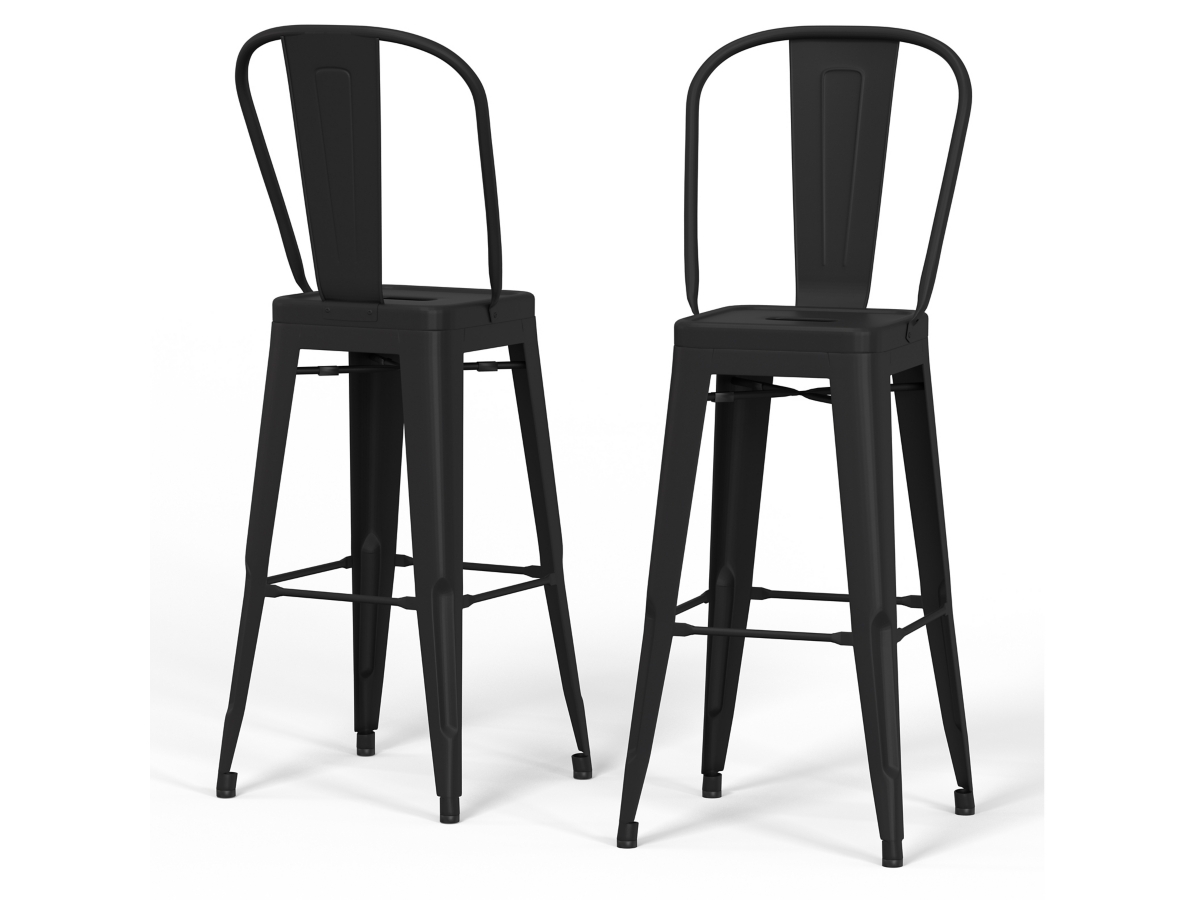 Simpli Home Fletcher Counter Height Bar Stool (Set of 2), Black, large