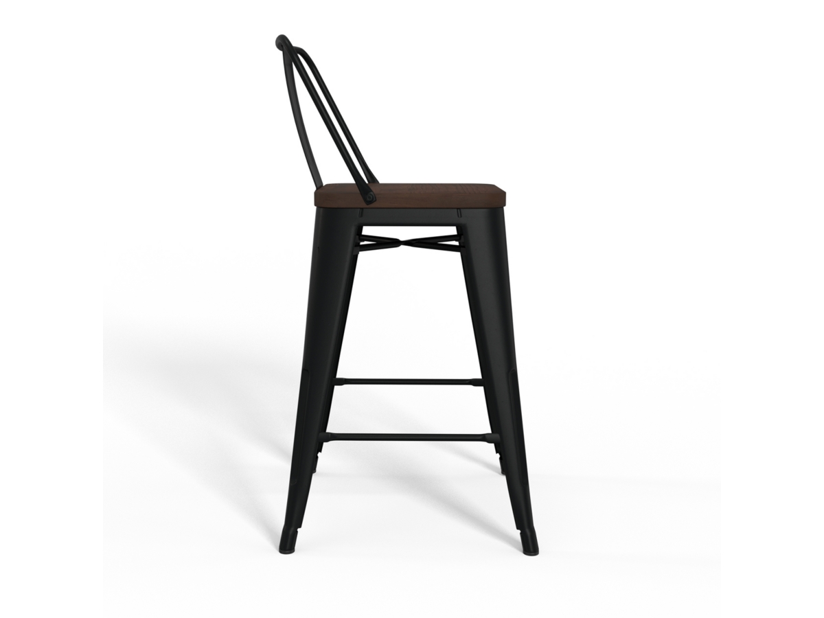 Simpli Home Rayne Counter Height Bar Stool (Set of 2), Black, large