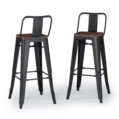 Simpli Home Rayne Bar Stool (Set of 2), Black, large