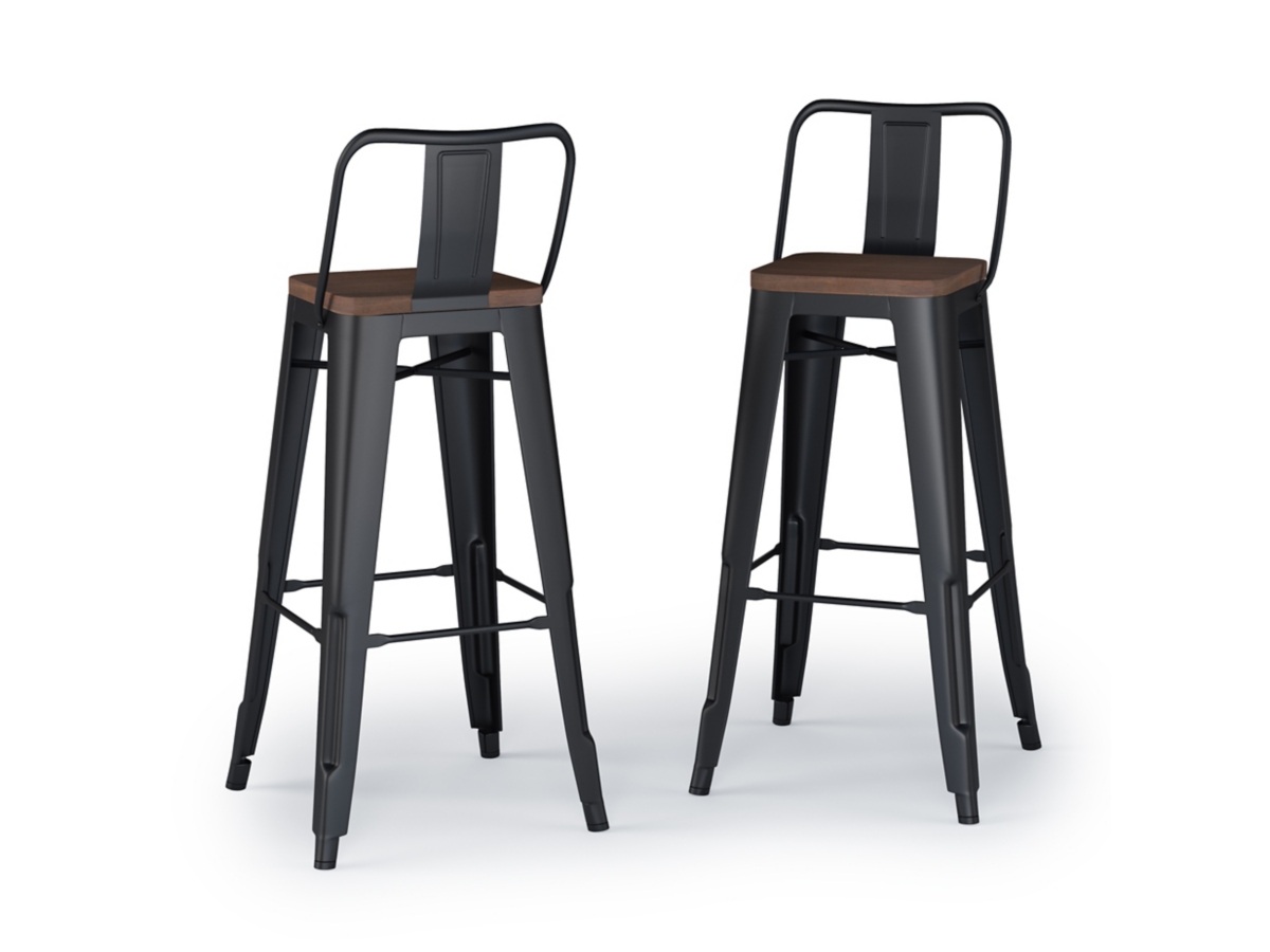 Simpli Home Rayne Bar Stool (Set of 2), Black, large