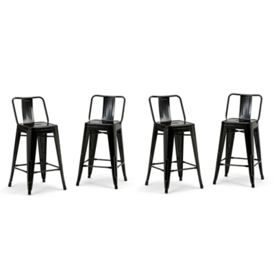 Simpli Home Rayne Counter Height Bar Stool (Set of 4), Black, large