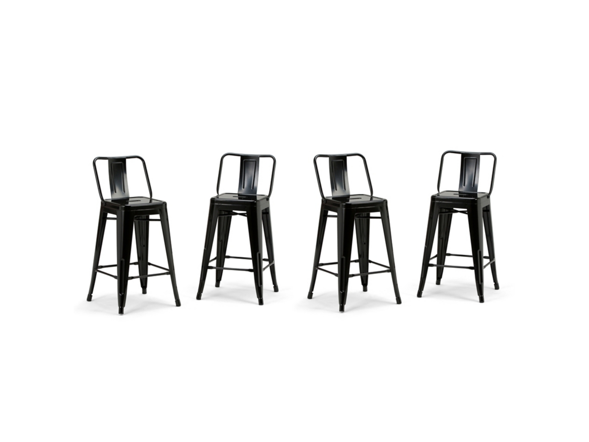 Simpli Home Rayne Counter Height Bar Stool (Set of 4), Black, large