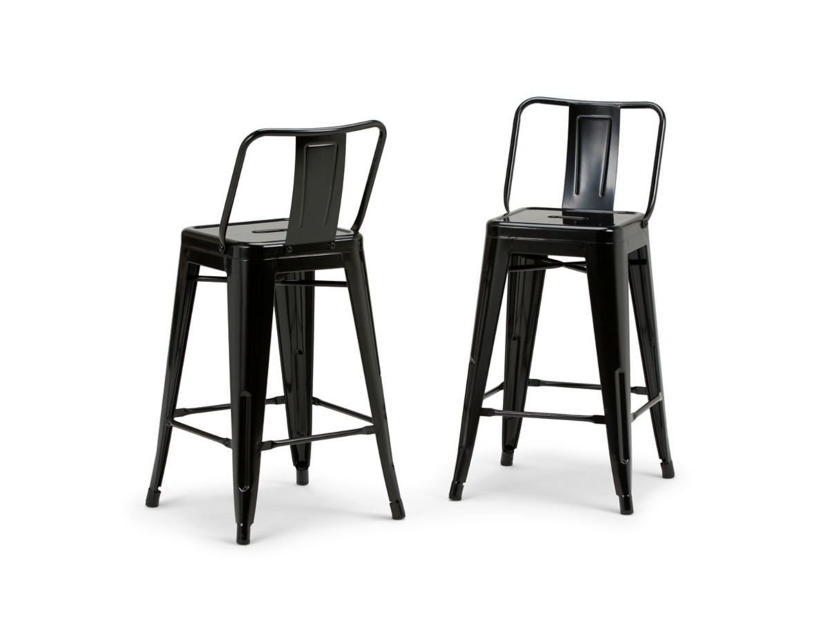 Simpli Home Rayne Counter Height Bar Stool (Set of 4), Black, large