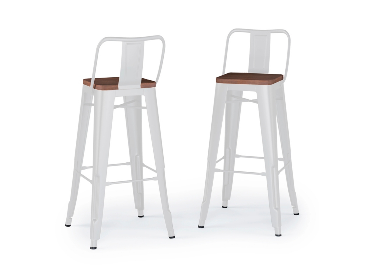 Simpli Home Rayne Bar Stool (Set of 2), White, large