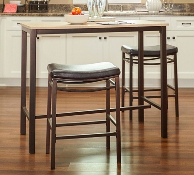 D600008351 Linon Tift Dining Table and 2 Bar Stools Set, Brow sku D600008351