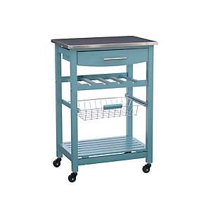 Linon Shea Blue Kitchen Cart, Blue, large