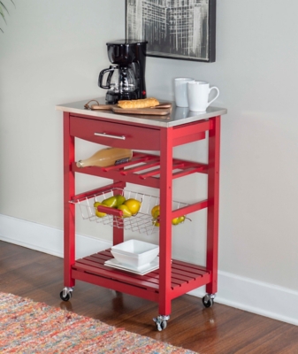 Linon Shea Kitchen Cart, Red