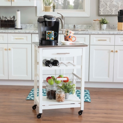 Linon Shea Kitchen Cart, White
