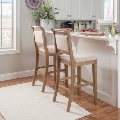Linon Meri Bar Stool, Gray Washed, rollover