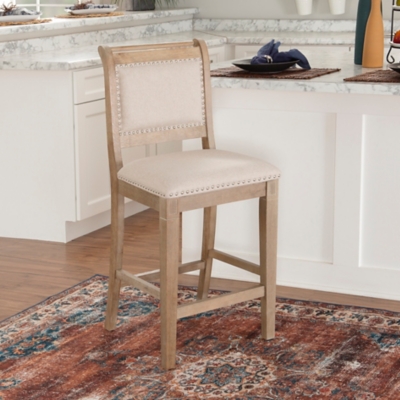 Linon Meri Counter Stool, Gray Washed, rollover