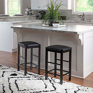 Linon Iris Backless Counter Stools (Set of 2), Black, rollover