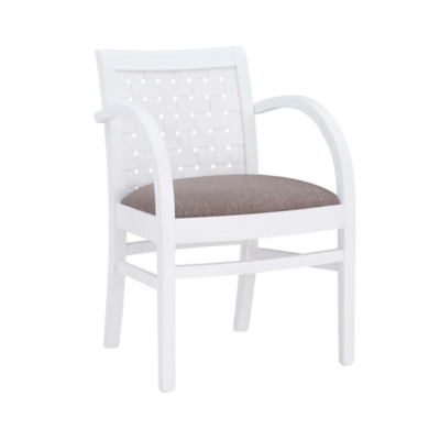 Linon Mari Arm Dining Chair, White, large