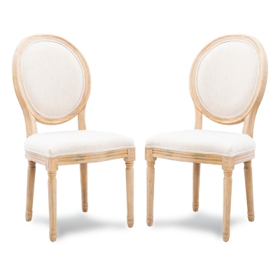 Linon Ivey Oval Back Dining Chairs (Set of 2), Light Natural Brown