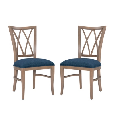 Linon Hyde Dining Chairs (Set of 2), Blue/Brown, large