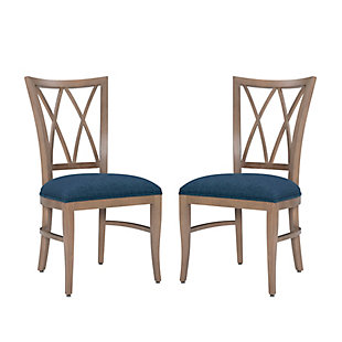 Linon Hyde Dining Chairs (Set of 2), Blue/Brown, large
