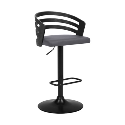 Adele Adjustable Height Bar Stool, Gray/Black