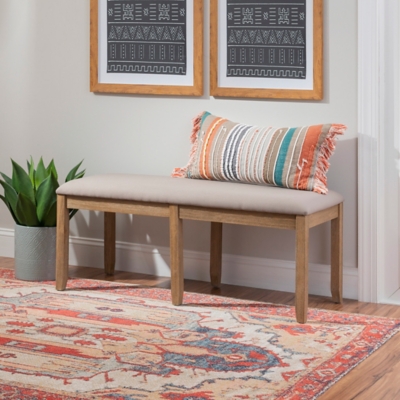 Linon Jocey Backless Dining Bench, Graywash, rollover