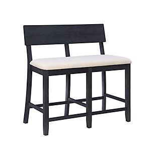 Linon Jocey Counter Height Dining Bench, Black, large