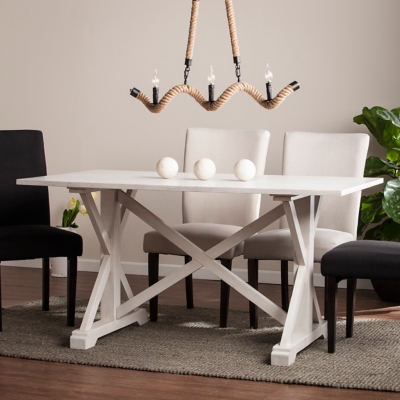 Southern Enterprises Furniture Leshire Dining Table, Distressed White