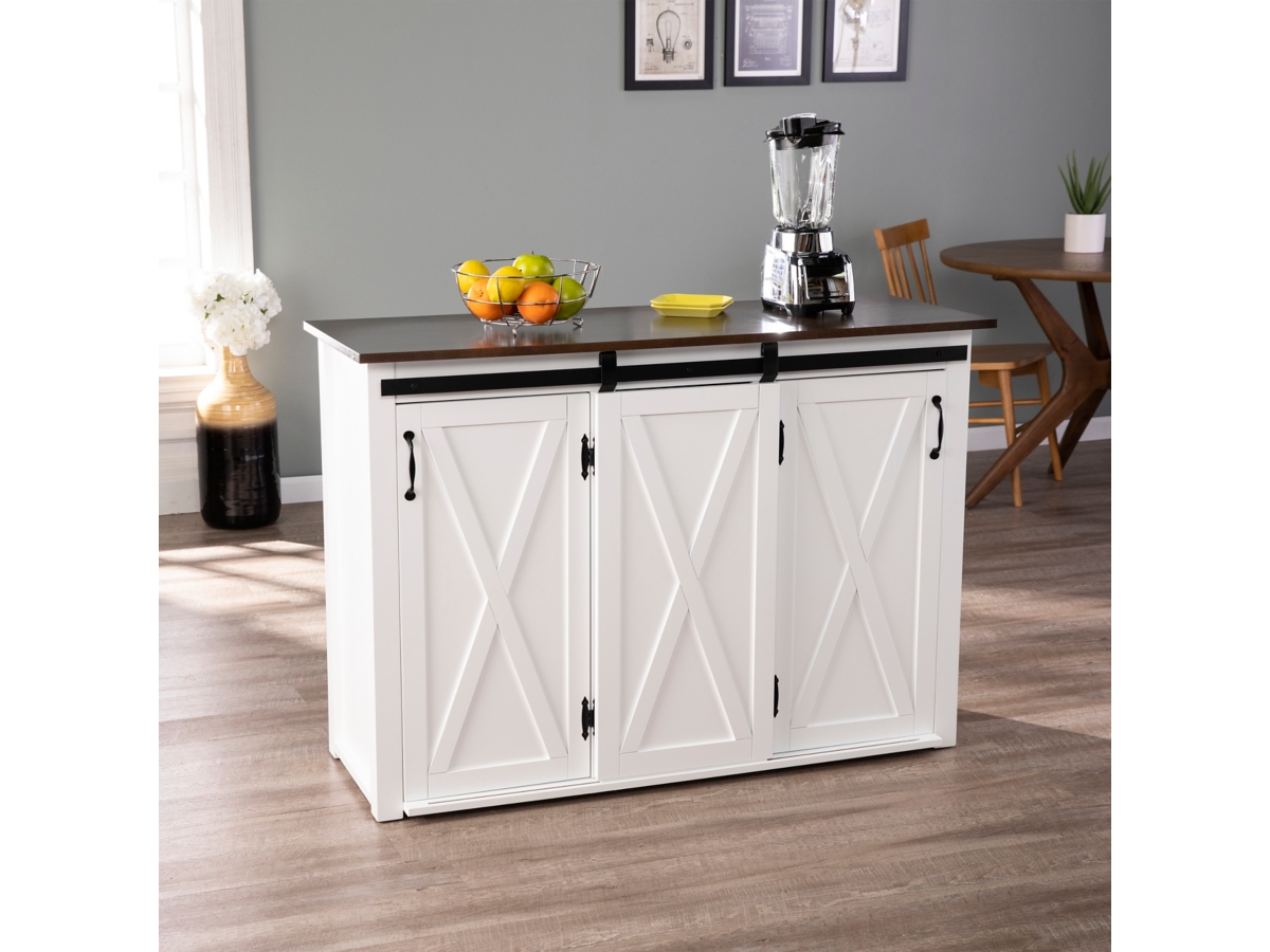 Southern Enterprises Furniture Weaverdon Barn-Door Kitchen Island