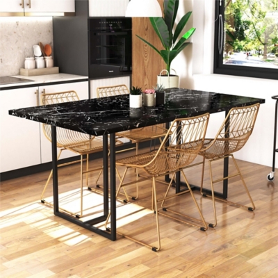 CosmoLiving Astor Dining Table, Black Marble