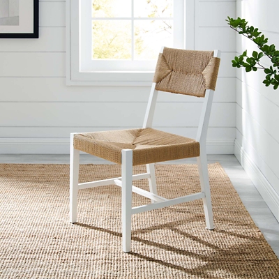 Bodie Dining Chair, White/Natural