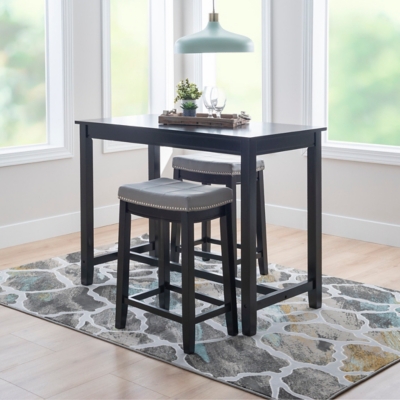 Linon Claridge Counter Height Dining Table and 2 Bar Stools Set, Gray