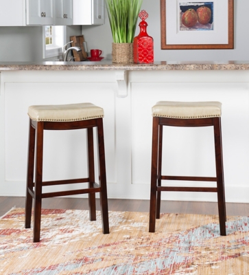 Linon Claridge Bar Stools (Set of2), Tan/Brown, rollover