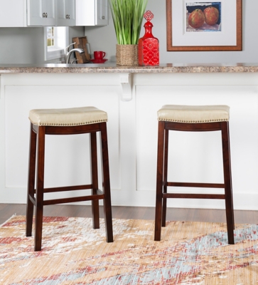 D600009219 Linon Claridge Bar Stools (Set of2), Tan/Brown sku D600009219