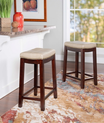 Linon Claridge Counter Stools (Set of2), Tan/Brown