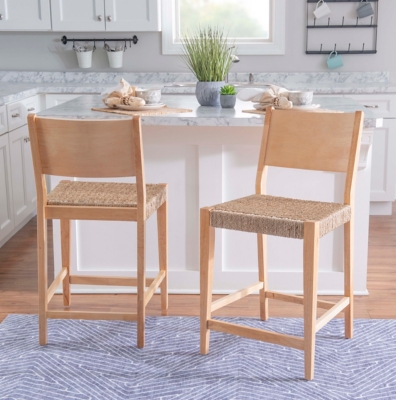 Linon Farren Counter Stools (Set of 2), Natural