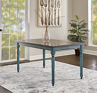 Linon Wesley Dining Table, Teal Blue, rollover