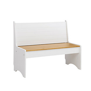 Linon Mateo Back Rest Dining Bench, White, large