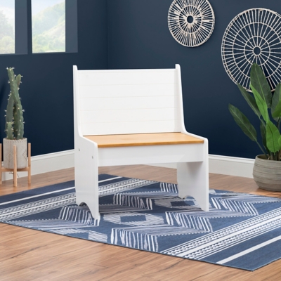 Linon Mateo Back Rest Dining Bench, White, rollover