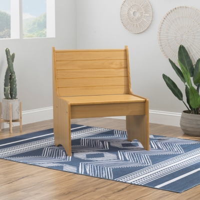 Linon Mateo Back Rest Bench, Honey, rollover