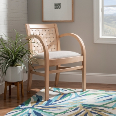 Linon Margo Woven Dining Arm Chair, Natural, rollover
