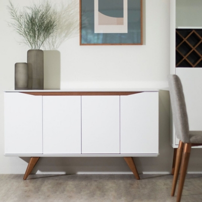 Tudor Sideboard, White/Maple Cream