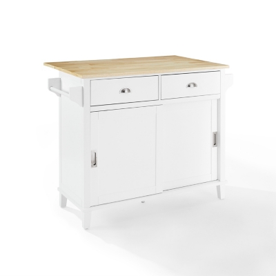 Cora Drop Leaf Kitchen Island, White, large