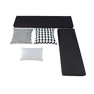 Linon Landin Nook Five Piece Cushion Set, Black, large