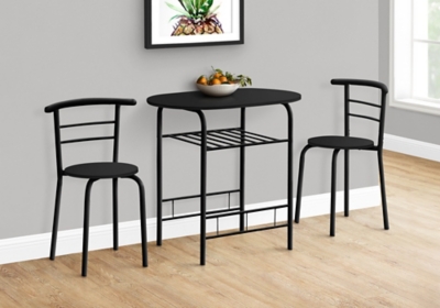 Monarch Specialties Oval Dining Table and 2 Chairs Set, Black, large