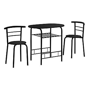 Monarch Specialties Oval Dining Table and 2 Chairs Set, Black, large