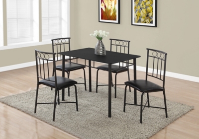 Monarch Specialties Dining Table and 4 Chairs Set, Black