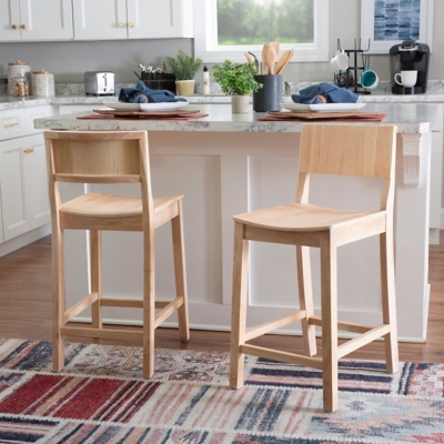 Linon Sera Counter Stool (Set of 2), Unfinished