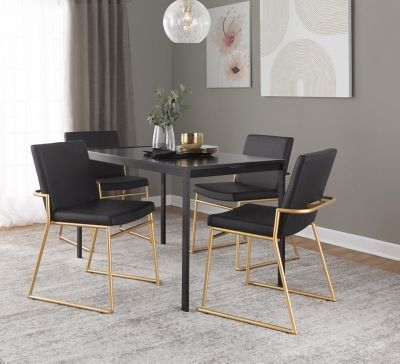 LumiSource Dutchess Dining Chair (Set of 2), Black/Gold