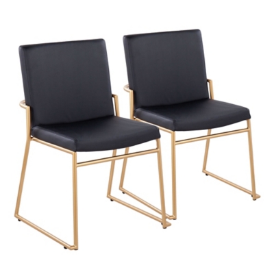 LumiSource Dutchess Dining Chair (Set of 2), Black/Gold, large